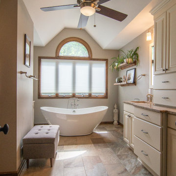 Traditional Style Master Bathroom with Stand Alone Soaking Tub