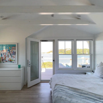 Coastal Shingle Style on Chapoquoit Pointwhire beams