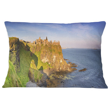 Dunluce Castle in Northern Ireland Seascape Throw Pillow, 12"x20"