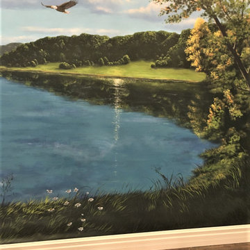 Virginia Landscape Mural, hand-painted for a dining room in Windermere, Florida