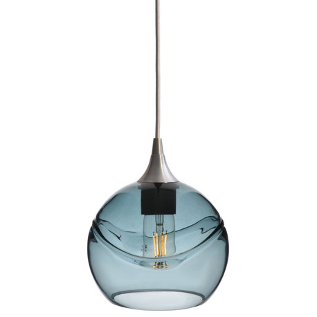 767 Swell: Single Pendant Light, Slate Gray, Brushed Nickel, 4 Watt