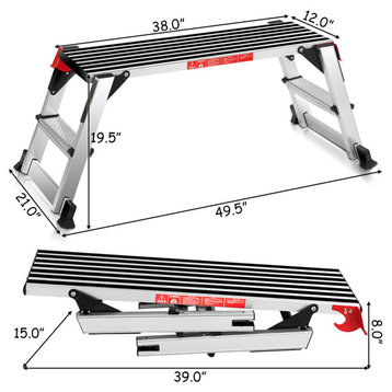 Goplus 330lbs Aluminum Step Stool Folding Bench Work Platform Non-slip Ladder
