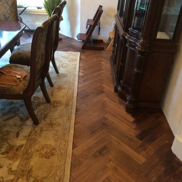 Natural Walnut "Character" Grade Herringbone Pattern Wood Floor