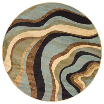 Well Woven Barclay Nirvana Waves Area Rug, Blue, 5'3" Round