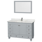 Wyndham Collection - Acclaim Single Bathroom Vanity With Mirror, 48" - Wyndham Collection Acclaim 48" Single Bathroom Vanity in Oyster Gray, White Carrera Marble Countertop, Undermount Square Sink, and 24" Mirror