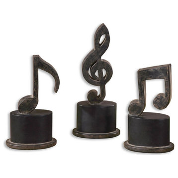 Uttermost Music Notes Metal Figurines, Set of 3