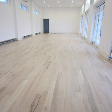 WATER MILL:  4" RED OAK INSTALLED AND PICKLED - 3 COATS BONA TRAFFIC SATIN
