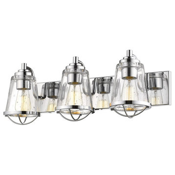 3 Light Vanity Light Fixture In Coastal Style-8.88 Inches Tall and 24 Inches