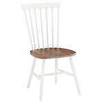 OSP Home Furnishings - Eagle Ridge Dining Chair With Toffee Finished Seat and Cream Base, Set of 2 - Add the charm of a sunny farmhouse kitchen with our classic Eagle Ridge, Windsor style, solid wood dining chair. Finished in a beautiful painted white finish with natural wood seat, our chair will sit pretty around any table or pair nicely with a desk adding a contemporary trendy feel. Traditionally made from solid wood, the 7 spindles join the curved top rail to form a truly comfortable chair with heirloom qualities. Elegant tapered legs and saddle seat complete this time-tested design. This chair will arrive at your door thoughtfully packed with simple easy to follow assembly instructions.