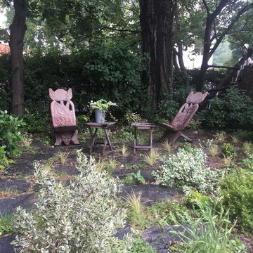 Un jardin rasta avec des vivaces à feuillages jaunes et verts et rouges