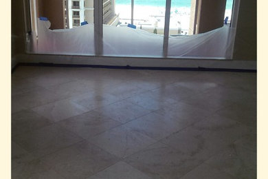 Travertine clean and seal than polished.
