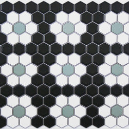Repeating Rosette Hex Tile Pattern Made to Order at MosaicTile.com - Mosaic Tile