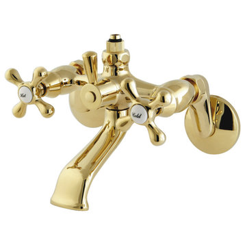 Kingston Brass Wall Mount Tub Faucet With Riser Adaptor, Polished Brass