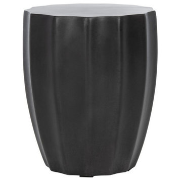 Connor Indoor/Outdoor Modern Concrete Round 17.7" H Accent Table Black