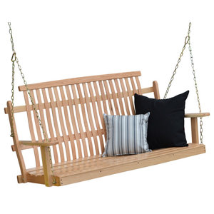 NEW JENNINGS H-24 4 FOOT TRADITIONAL WOODEN PORCH SWING WITH CHAINS 9361676 