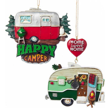 Kurt Adler Happy Camper Home Sweet Home Holiday Ornaments Set of 2