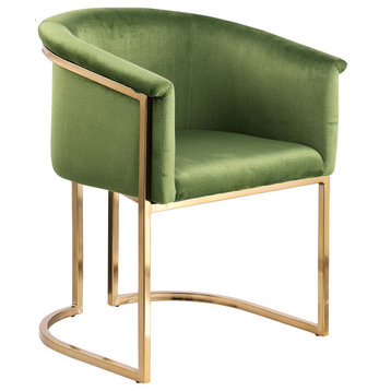 Tierra Velvet Upholstered Dining Chair, Olive