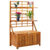 vidaXL Outdoor Storage Deck Box with Trellis for Patio Cushion Solid Acacia Wood