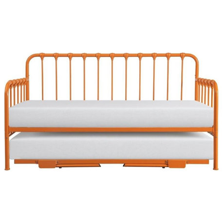Lexicon Constance Metal Daybed with Trundle in Orange