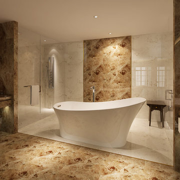 HelixBath's ALEXANDRIA Freestanding Slipper Bathtub W/ Rectangle Overflow