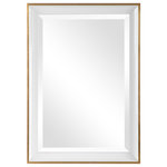 Uttermost - Uttermost Gema White Mirror - This Elegantly Refined Design Has A Large Gloss White Inner Frame Accented By A Petite Gold Leaf Outer Frame. The Mirror Has A 1" Bevel And May Be Hung Horizontal Or Vertical.