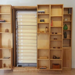 Bi-Folding Bookcase Murphy Bed in Birch - Murphy Beds
