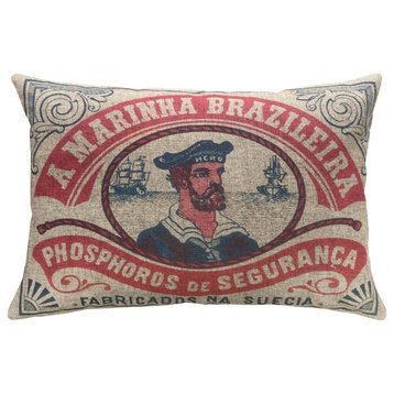 Nautical Sailor Linen Pillow, 18"x12"