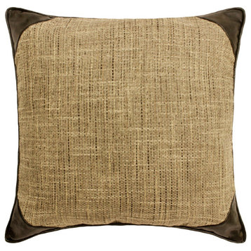 Brown Linen Faux Leather Textured, Jute 24"x24" Pillow Cover The George