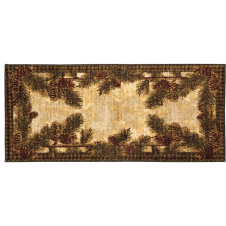 Cozy Cabin Rustic Lodge  Kitchen Accent Rug, 20"x44", Pine Cone Gingham