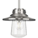 Progress Lighting - Tremont 1-Light Stainless Steel Clear Seeded Glass Farmhouse Mini-Pendant Light - Welcome family and friends home with the Tremont Collection 1-Light Stainless Steel Clear Seeded Glass Farmhouse Outdoor Hanging Mini-Pendant Light.