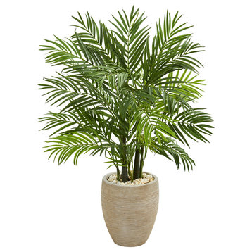 Nearly Natural 4' Areca Palm Artificial Tree in Sand Colored Planter