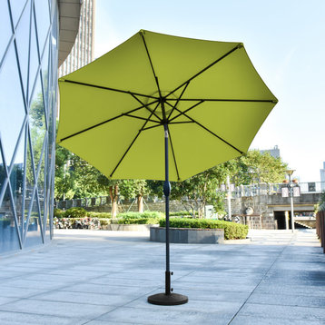 WestinTrends 9Ft Outdoor Patio Market Umbrella w/Push Button Tilt, Resin Base, Lime Green