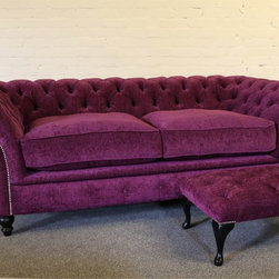 Aubergine Chenille London 3 Seat Chesterfield - Sofas