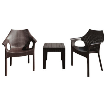 Carina Chairs & Trillia Table Resin Patio Set, Brown