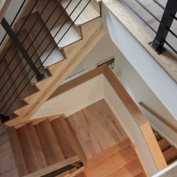 Project #71 | Modern Hickory Staircase with Horizontal Balustrade