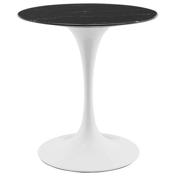 Lippa 28" Artificial Marble Dining Table White Black