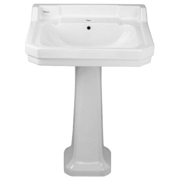 Whitehaus B112L-P Traditional Pedestal w/ Integrated Bowl and Rear Overflow