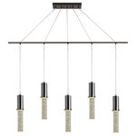 Woodbridge Lighting - Woodbridge Lighting Pixie 5-Light Linear Pendant, 42"L - The Pixie collection brings a magical touch to the room. As the name implies, the LED light emits glittering rays of light though a seedy clear crystal glass like magical pixie dust.