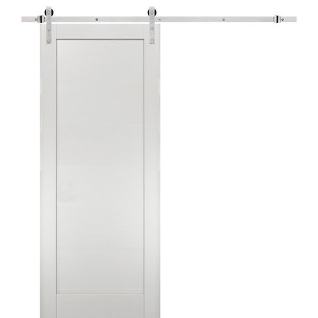 Barn Door 24 x 80 & Stainless Steel 6.6ft Hardware | Quadro 4111 White Ash