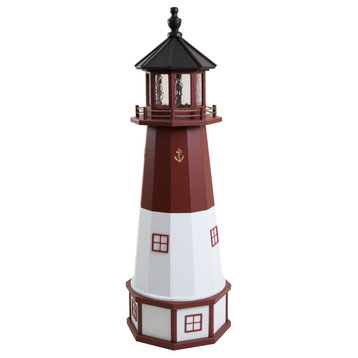 Outdoor Deluxe Wood and Poly Lumber Lighthouse Lawn Ornament, Barnegat, 55 Inch, Standard Electric Light