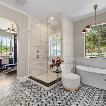 Spa-Inspired Suite with Freestanding Tub and Marble Slab Shower