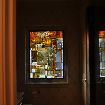 Residence - Contemporary Art Glass Bathroom Window
