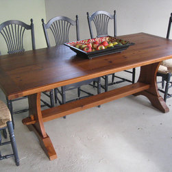 Gorgeous old pine trestle table - Table &agrave; manger
