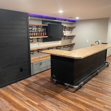 Custom Basement Bar with Industrial Shelving — Gahanna, Ohio