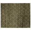 Modern Brown Diamond Abastract Moroccan Hand Knotted Wool Area Rug H6390