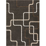 Well Woven - Well Woven Serenity Juillet Modern Squares Lines Charcoal Area Rug 5'3" x 7'3" - The Serenity Collection is an exciting array of trendy geometric patterns and distressed-effect traditional designs, woven in a combination of cool, neutral tones with pops of vibrant color. The extra dense, 0.35" frieze yarn pile is low enough to fit under doors but maintains an exceptionally soft, plush feel. The yarn is stain resistant and doesn't shed or fade over time. Durable and easy to clean, these are perfect for long use in high traffic areas.