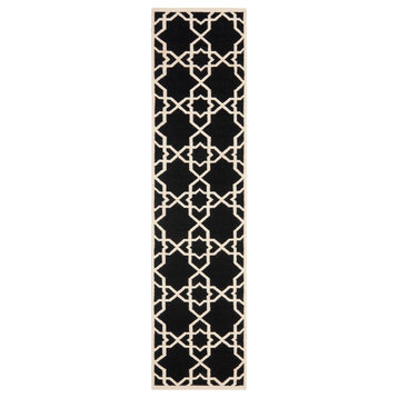 Safavieh Dhurries Collection DHU548 Rug, Black/Ivory, 2'6"x8'