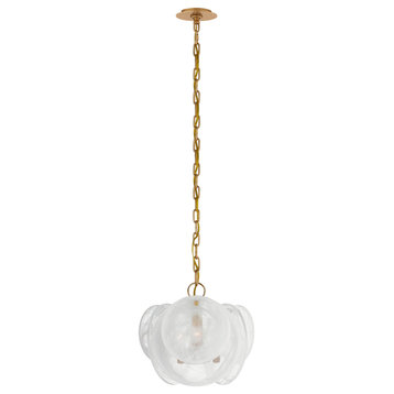 Loire Petite Chandelier in Gild with White Strie Glass
