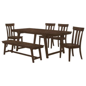 Coaster Reynolds 6-piece Farmhouse Wood Rectangular Dining Table Set Brown Oak