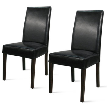 Hartford Leather Chairs, Set of 2, Black